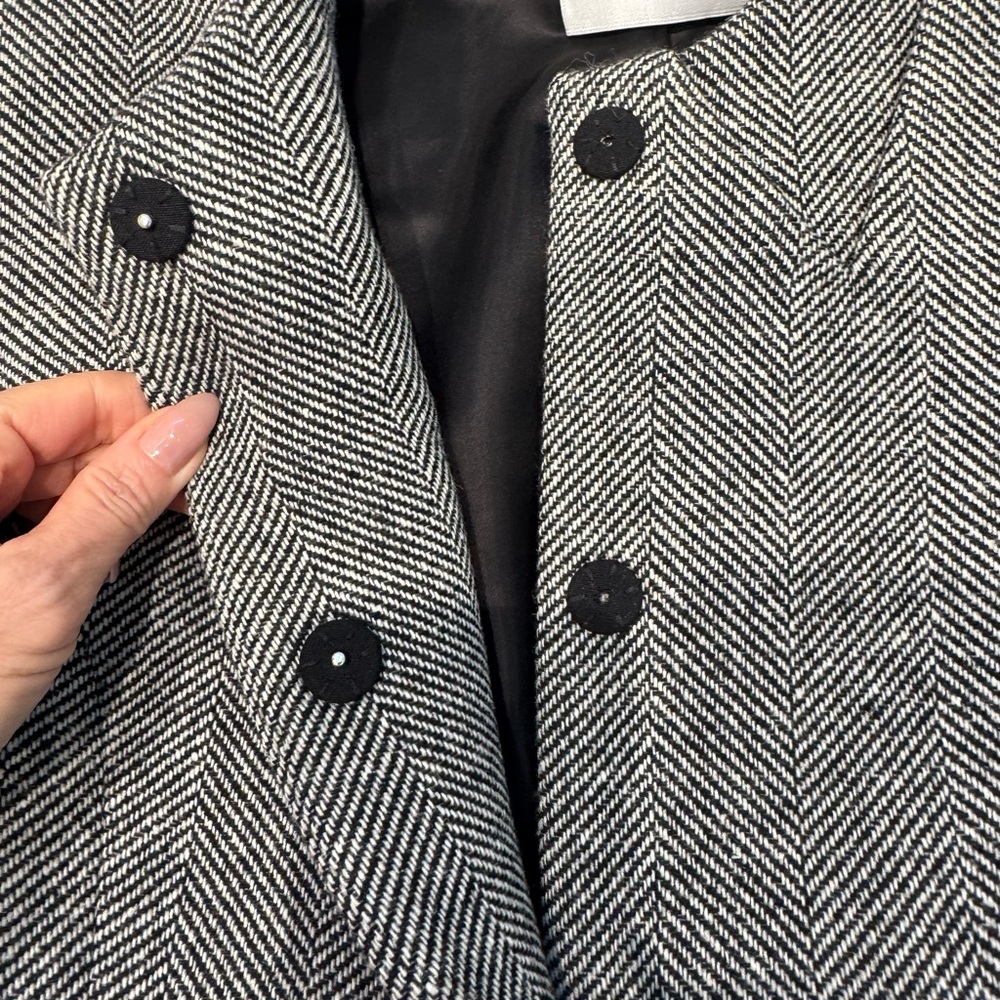 Coperni Black and Gray Herringbone Cropped Blazer - Picture 3 of 5